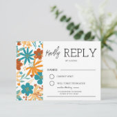 Modernes, Abstraktes und helles Wildblume-Hochzeit Begleitkarte (Stehend Vorderseite)