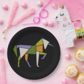 Modernes Abstraktes Unicoron-Tangram-Tier im Mitte Pappteller (Party)