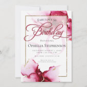 Modernes Abstraktes Vivid Burgundy Pink Geburtstag Einladung (Vorderseite)