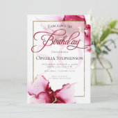 Modernes Abstraktes Vivid Burgundy Pink Geburtstag Einladung (Stehend Vorderseite)