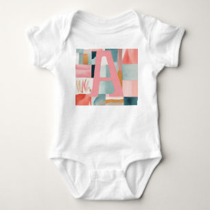 Modernes abstraktes Wasserfarben-Monogramm Buchsta Baby Strampler