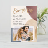 Modernes Abstraktes Wasserfarben Pinke Stroke Foto Save The Date (Stehend Vorderseite)