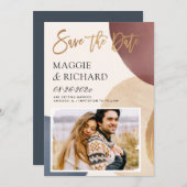 Modernes Abstraktes Wasserfarben Pinke Stroke Foto Save The Date (Vorne/Hinten)