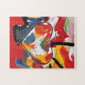 Modernes Abstraktes Wasserfarbenherz Puzzle (Horizontal)