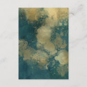 Modernes Abstraktes Watercolor Aquamarin Gold Wedd Begleitkarte (Rückseite)