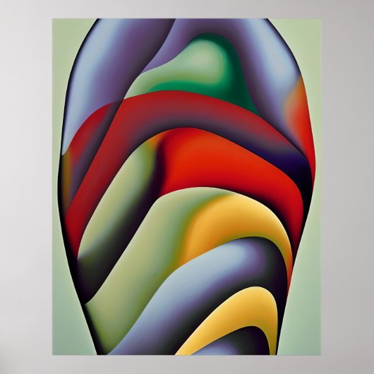 Modernes Abstraktes Watercolor, blau-grün, gelb 2 Poster (Vorne)