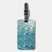 Modernes Abstraktes "Waves" Design in Blue Ombre Gepäckanhänger (Vorderseite vertikal)