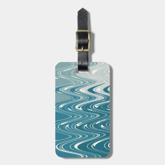 Modernes Abstraktes "Waves" Design in Blue Ombre Gepäckanhänger (Vorderseite vertikal)