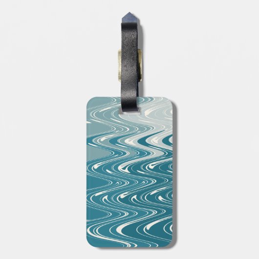 Modernes Abstraktes "Waves" Design in Blue Ombre Gepäckanhänger (Rückseite vertikal)