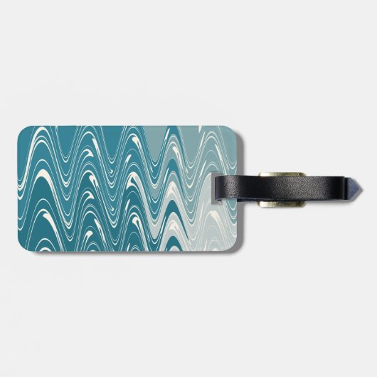 Modernes Abstraktes "Waves" Design in Blue Ombre Gepäckanhänger (Rückseite horizontal)