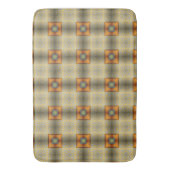 Modernes, abstraktes Weibgrün mit orangefarbenen Q Badematte (Vorderseite Vertikal)