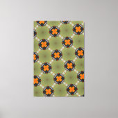 Modernes, abstraktes Weibgrün mit orangefarbenen Q Leinwanddruck (Vorderseite)