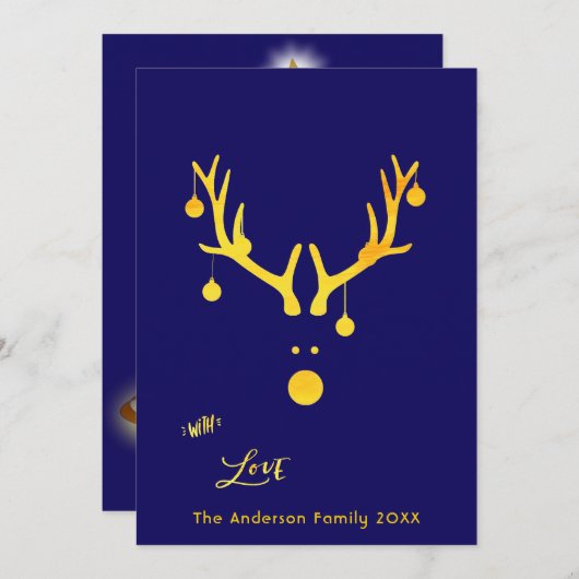 Modernes abstraktes Weihnachtskartengold Feiertagskarte (Vorne/Hinten)