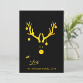 Modernes abstraktes Weihnachtskartengold schwarz Feiertagskarte (Stehend Vorderseite)