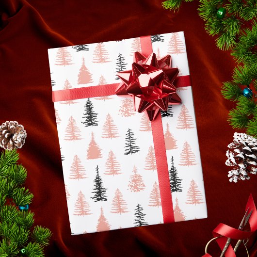 Modernes Abstraktes Weihnachtswaldmuster Geschenkpapier