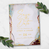 Modernes Abstraktes Weinrot Save the Date Real Gol Folieneinladung