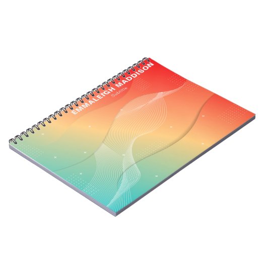 Modernes Abstraktes Wellendesign | Gradient Notizblock (Linke Seite)