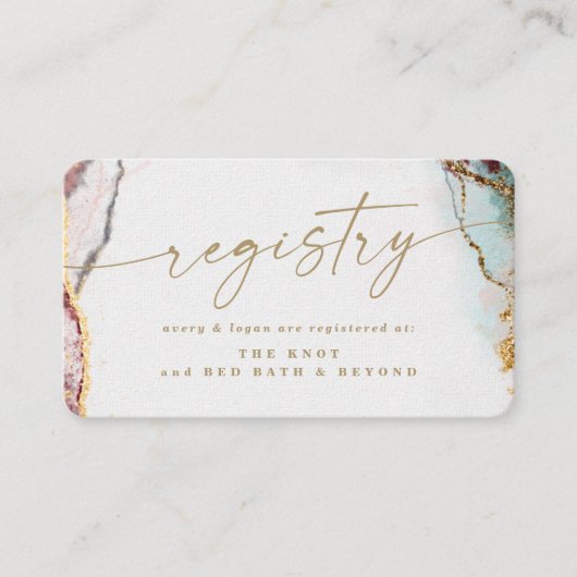 Modernes Abstraktes Wine Red & Gold Wedding Regist Begleitkarte (Vorderseite)