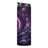 Modernes Abstraktes wirbeldunkles Lila Thermosbecher (Nach rechts gedreht)