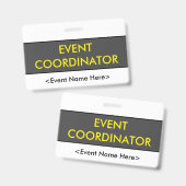 Modernes Abzeichen "EVENT COORDINATOR" Ausweis (Vorder- & Rückseite)