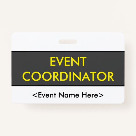 Modernes Abzeichen "EVENT COORDINATOR" Ausweis (Vorderseite)