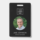 Modernes Abzeichen für Schwarze Mitarbeiter QR Cod Ausweis (Vorderseite)