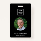 Modernes Abzeichen für Schwarze Mitarbeiter QR Cod Ausweis (Vorderseite)