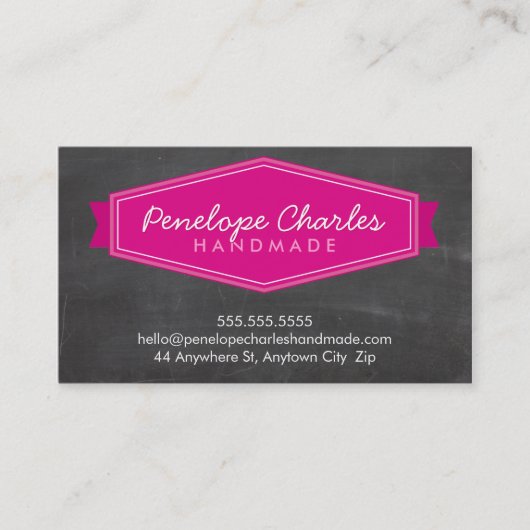 MODERNES ABZEICHEN LOGO Hellrosa Kalkboard Visitenkarte (Vorderseite)