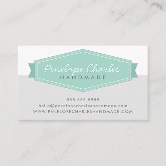 MODERNES ABZEICHEN LOGO Retropastel Minze mittelgr Visitenkarte (Vorderseite)