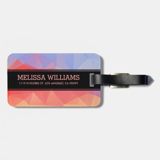 Modernes achteckiges geometrisches Muster in Rosa  Gepäckanhänger (Rückseite horizontal)