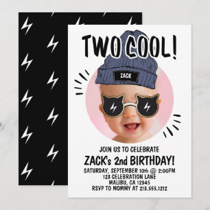 Modernes Add-Foto Kinder 2. Geburtstag 2. Cool Einladung