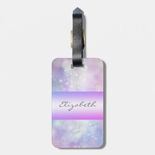 Modernes Adorable Girl, Bokeh, Katze Gepäckanhänger (Rückseite vertikal)