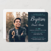 Modernes Adult-Taufen Foto Einladung (Vorne/Hinten)