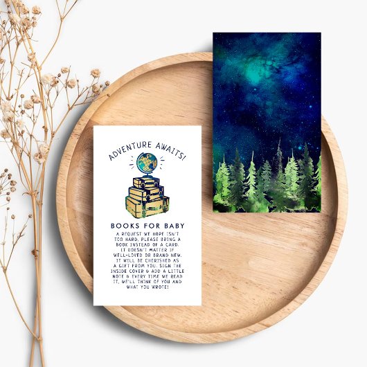 Modernes Adventure Travel Globe Baby Showbuch Begleitkarte
