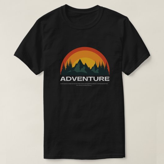 Modernes Adventure Tshirt in Schwarz und Orange (Design vorne)