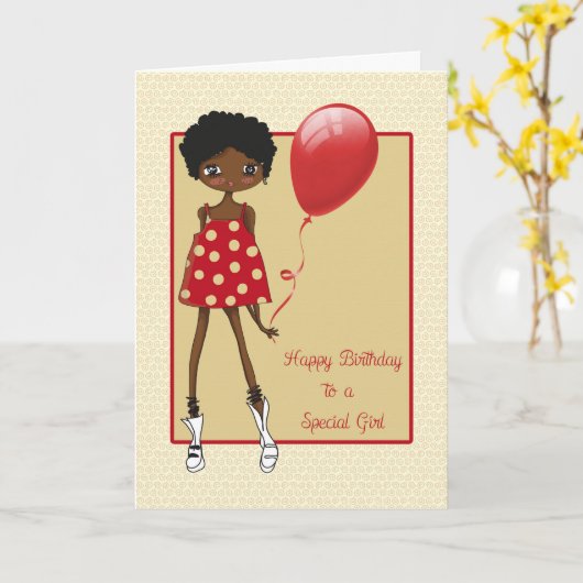 Modernes Afrikanisches Mädchen, Geburtstag Karte (Gelbe Blume)