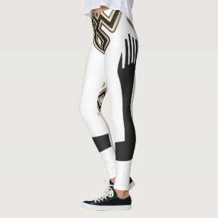 Modernes afrozentrisches Schwarz-Gold-Muster Leggings
