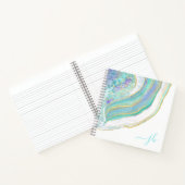 Modernes Agate Aqua Lila Gold mit Monogram Notizblock (Innenseite)