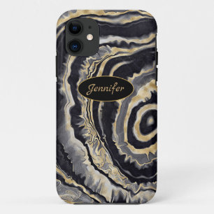 Modernes Agate Black & Gold Crystal personalisiere Case-Mate iPhone Hülle