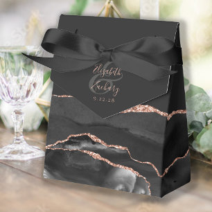 Modernes Agate Geode Black Rose Gold Geschenkschachtel