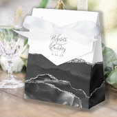 Modernes Agate Geode Black Silver Geschenkschachtel