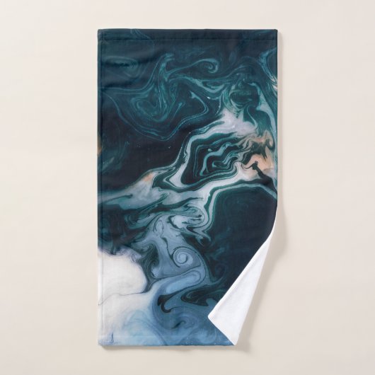 Modernes Agate Geode Navy Blue Gold Monogram Badhandtuch Set (Handtuch)