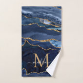 Modernes Agate Geode Navy Blue Gold Monogram Scrip Badhandtuch Set (Handtuch)