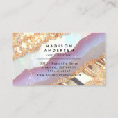 Modernes Agate Glitzer Gold Glam Visitenkarte (Rückseite)