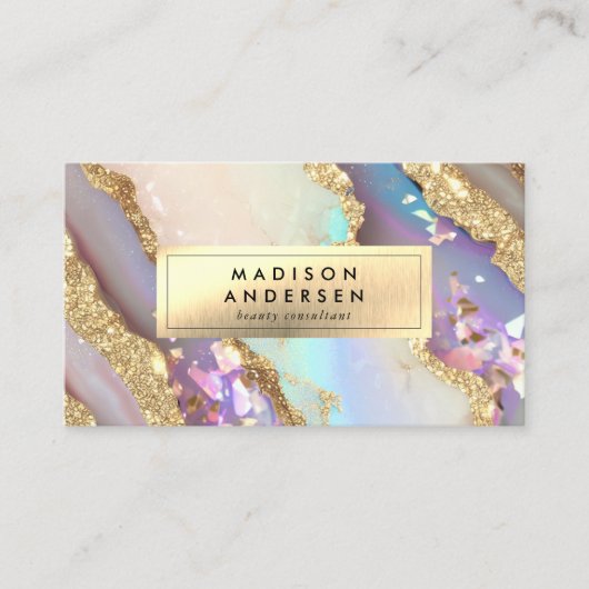 Modernes Agate Gold Glitzer Glam Visitenkarte (Vorderseite)