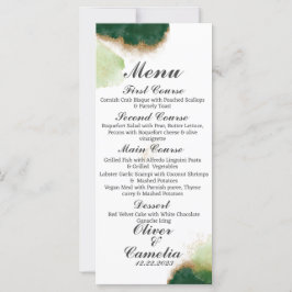 Modernes Agate Green & Gold Hochzeitsmenü