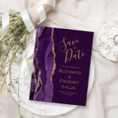 Modernes Agate Lila Gold Plum Save the Date Ankündigungspostkarte