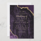Modernes Agate Lila Gold Wedding Elegantes Monogra Einladung (Vorderseite)