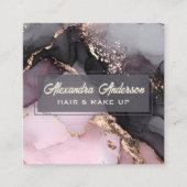 Modernes Agate Marble Gold Glitzer Hair and Makeup Quadratische Visitenkarte (Vorderseite)