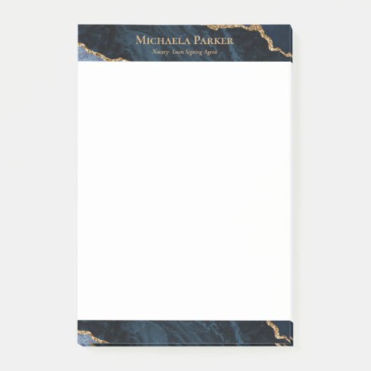 Modernes Agate Navy Blue Gold Geode Business Post-it Klebezettel (Vorderseite)